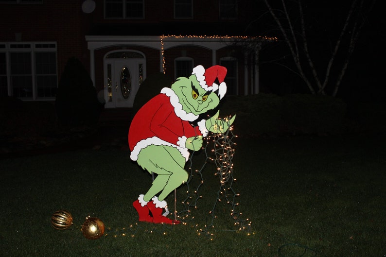 Grinch Stealing Christmas Lights Yard ArtChristmas  Etsy