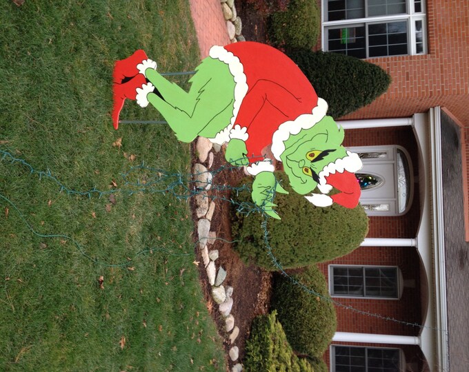 Grinch Stealing Christmas Lights Yard Art Decoration Grinch Yard Art