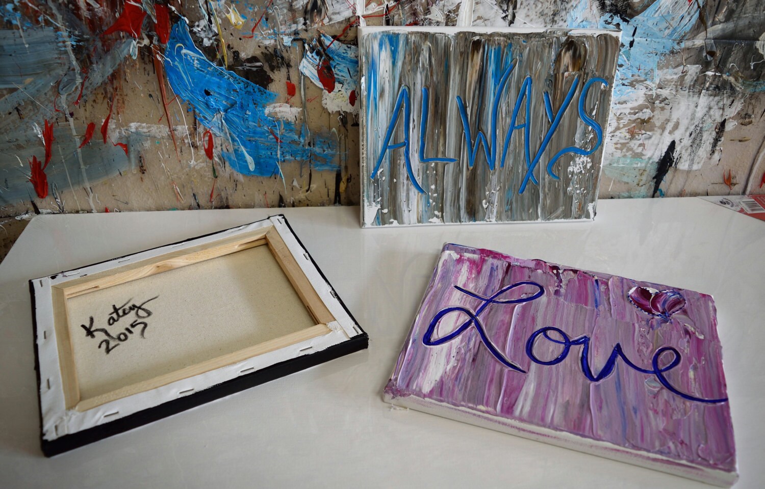 Live Laugh Love Art Gift Word Artwork Heavy Textured Painting - Etsy
