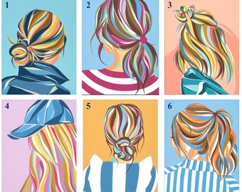 Set of 4- 8" x 10" paper Hair Study Prints (you pick)