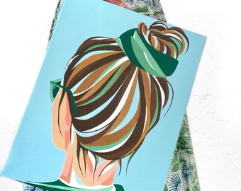 Emerald Messy Bun Hair Study Print