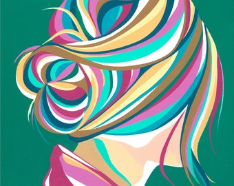 Rainbow Bright Hair Study Print