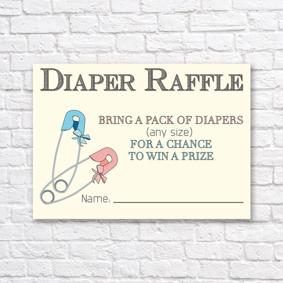 INSTANT DOWNLOAD Safety pin diaper raffle ticket baby Etsy