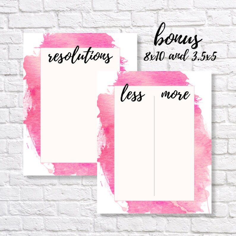 NEW YEAR/'S RESOLUTION cards new year/'s printable new year/'s note cards new year/'s resolutions vision board new year/'s organization