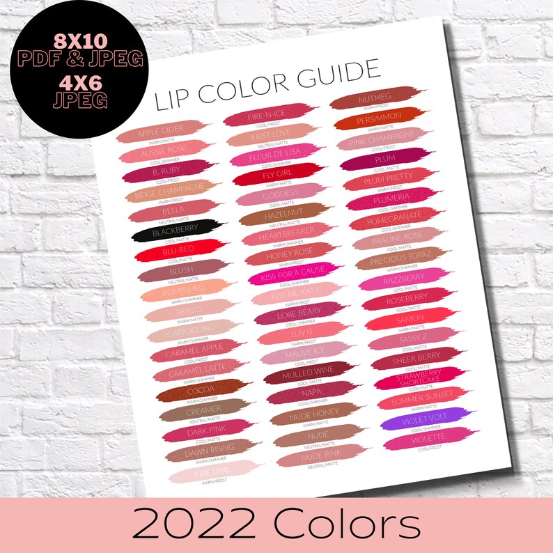SENEGENCE COLOR CHART 2022 Lipsense Color Chart Senegence Etsy Hong Kong