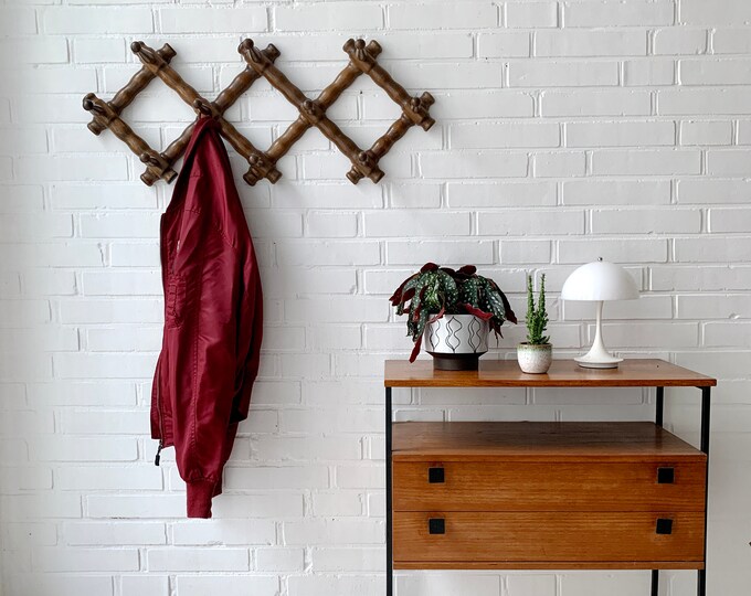 Vintage Wandgarderobe Mid Century Garderobe mit Hutablage | Etsy