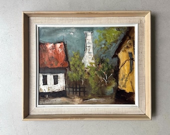 Mid Century Modern Ölbild Dänemark, Vintage Kunstwerk Flemming Nielsen, Original Gemälde Bornholm, Mid Century Art Denmark