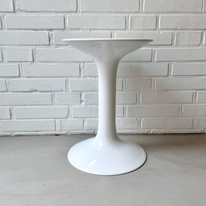 Vintage Tatay Spain side table, Space Age 1970s white side table, small round plastic stool