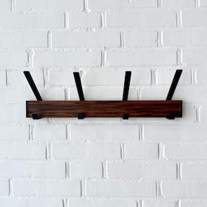 Vintage wall coat rack, mid-century plastic coat rack, vintage black wall hooks, hallway coat rack