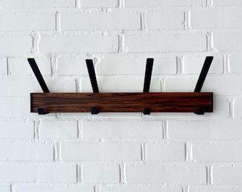 Vintage wall coat rack, mid-century plastic coat rack, vintage black wall hooks, hallway coat rack