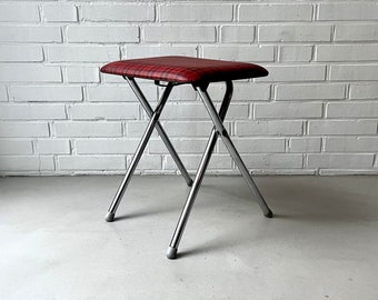 Vintage folding stool chrome, mid century stool, kitchen stool, camping stool