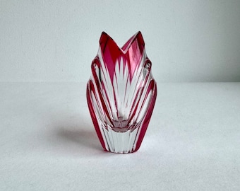 Vintage mini vase crystal glass, vintage glass vase, midcentury flower vase, vintage glass art