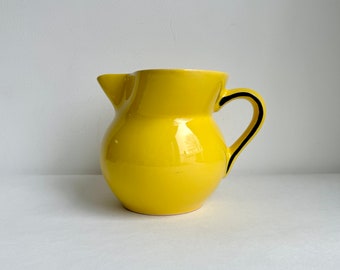 Vintage Krug Keramik Gelb, Mid Century Wasserkrug, Krugvase Gelb