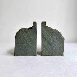 Vintage bookends slate, Mid Century bookends brutalism, bookends stone