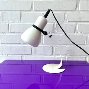 Table lamp Space Age White, 70s bedside lamp, small desk lamp