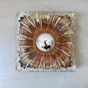 Vintage wall lamp crystal glass, mid-century wall lamp ice glass, square wall lamp Space Age