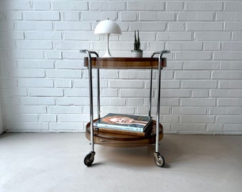 Space Age bar cart, vintage side table plastic/chrome, 70s bar cart.