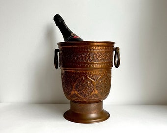 Vintage Copper Champagne Cooler, Antique Ice Bucket, Wine and Champagne Cooler