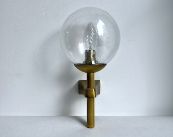 Mid century wall lamp, vintage Sölken lamp, mid century ball lamp, glass lamp, brass wall lamp, mid century light