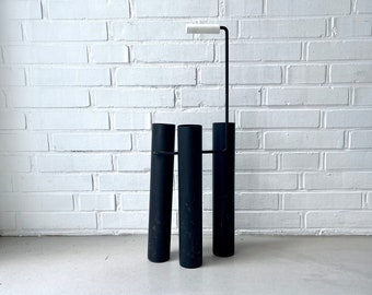 Vintage umbrella stand, umbrella stand metal black, brutalism umbrella stand, mid century wardrobe