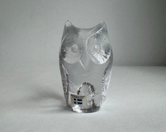 Vintage Owl Glass Lindshammar, Owl Murano Glass Sweden, Owl Paperweight