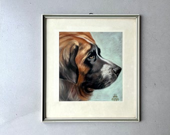 Original vintage dog picture, mid-century dog picture Bernese Mountain Dog, vintage art