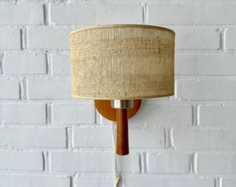 Mid Century Modern Wall Lamp Teak Chrome, Vintage Rod Lamp Denmark,