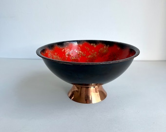 Vintage Bowl Enamel, Jewelry Bowl, Plate Enamel, Mid Century Enamel Bowl