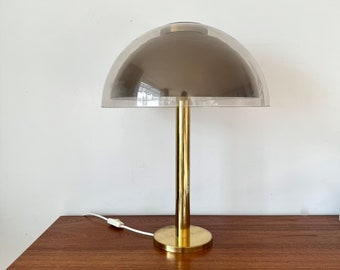 Vintage mushroom lamp 70s, space age table lamp brass plastic, mid century lamp Guzzini style