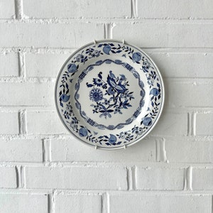 Vintage wall plate Boch onion pattern, plate Bloch Blue Belgium, wall plate