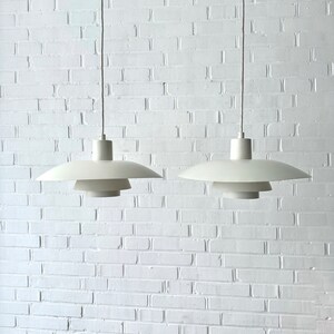 Mid-Century Pendant Lamp PH 4/3, Original Louis Poulsen Hanging Lamp White, Mid Modern Lamp Poul Henningsen