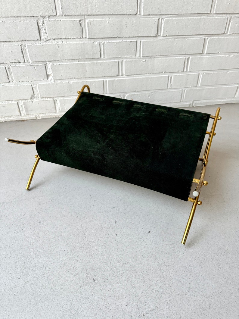 Vintage leather magazine rack, mid century magazine rack, newspaper rack image 10