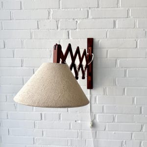 Lampada a forbice vintage in teak, lampada da parete moderna danese, lampada a forbice