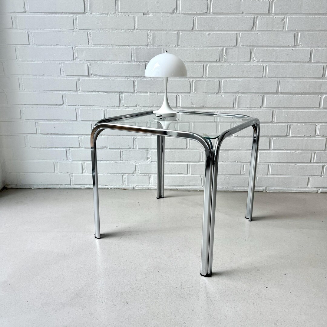 Vintage Side Table Chrome, 70s Glass Table, Coffee Table Space Age Etsy