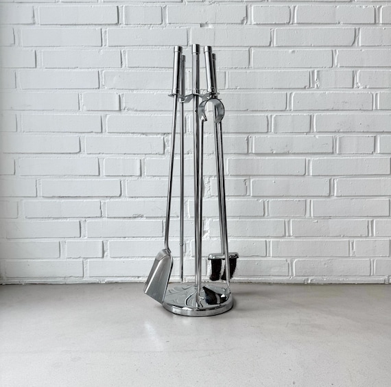Vintage Kaminbesteck Edelstahl, Kaminbesteck Modern 5-teilig, Kaminwerkzeug