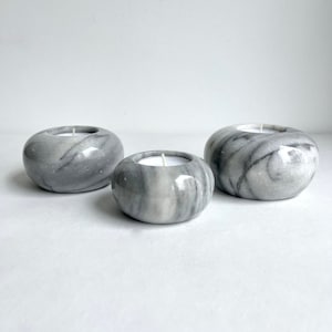 Vintage Marble Candle Holders, Marble Candle Holders Set of Three, Candlesticks