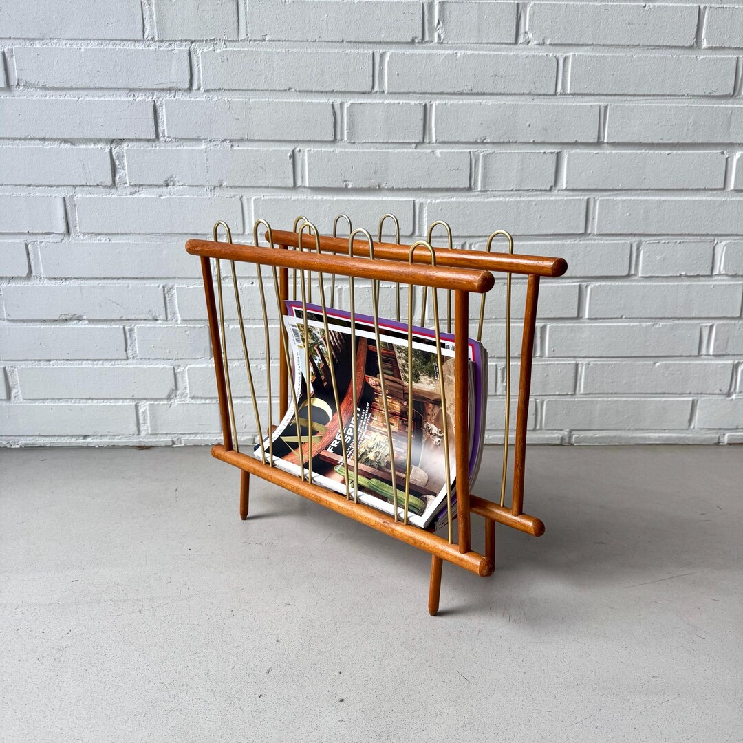 Vintage 1950s/60s Magazine Rack, Mid-century Magazine Rack, Wood and ...