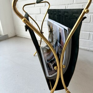 Vintage leather magazine rack, mid century magazine rack, newspaper rack image 8