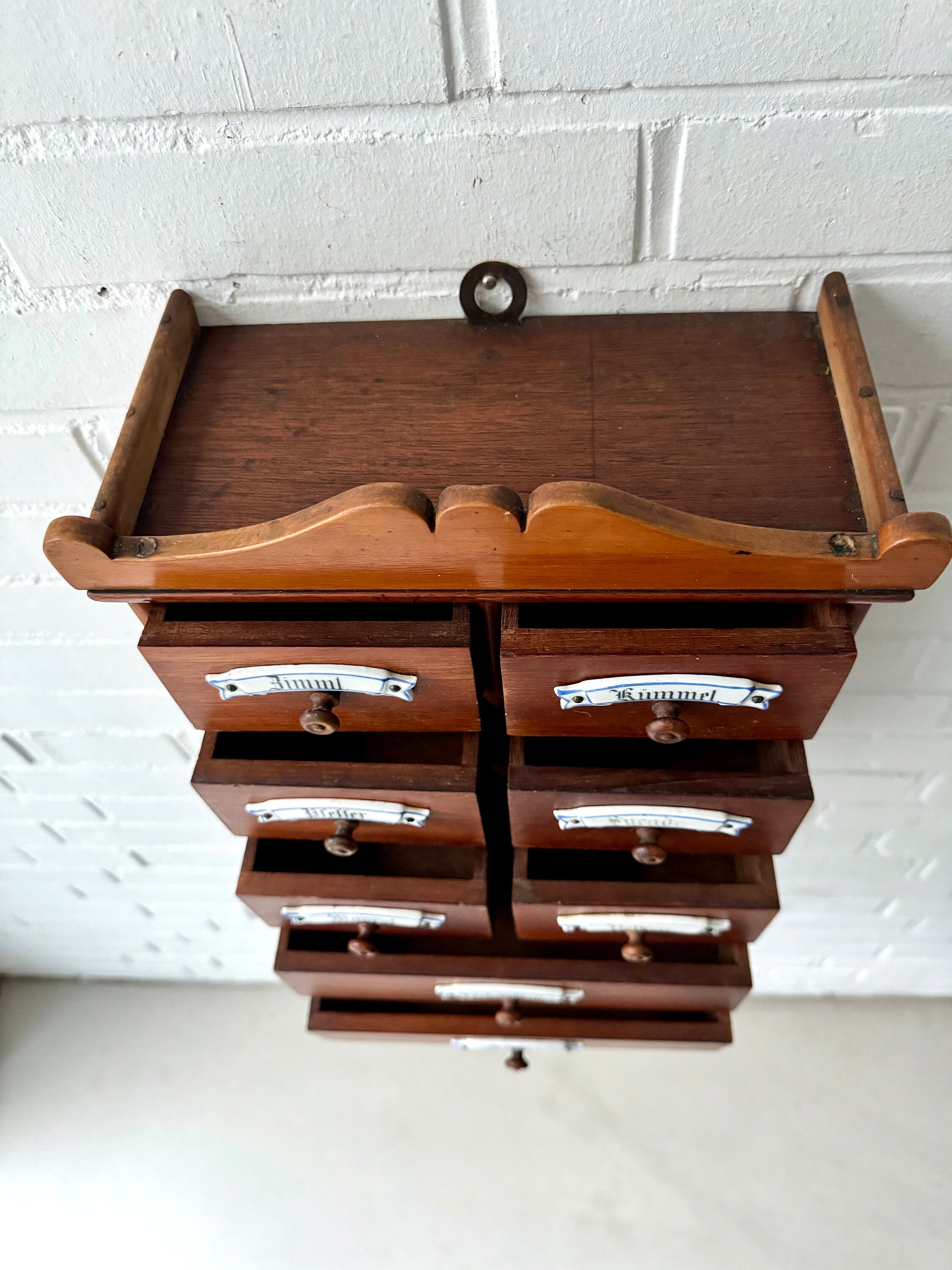 Vintage Wooden Spice Cabinet, Antique Spice Rack With Drawers, Spice