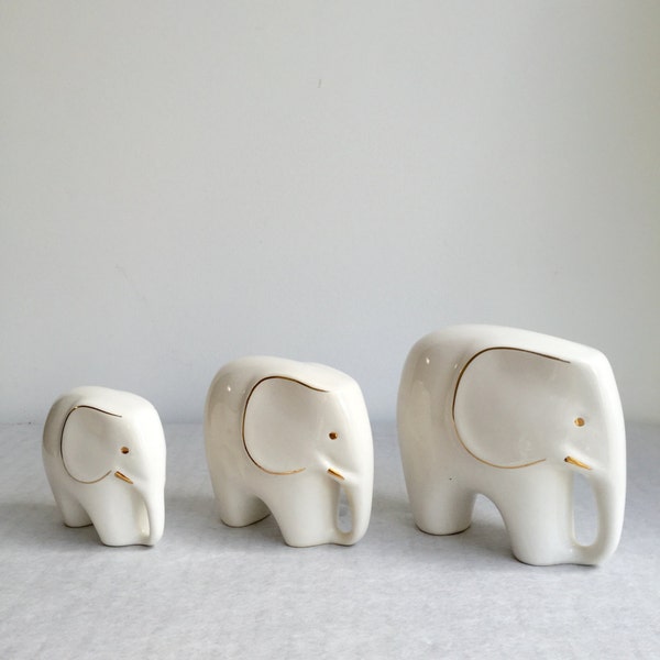 Vintage elephant, set of three, China, mid century modern, Luigi Colani style