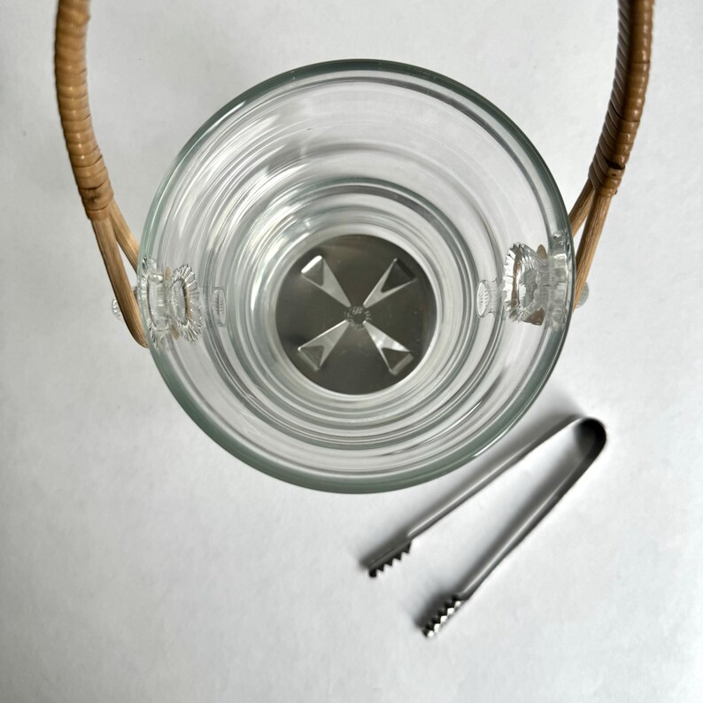 Vintage Ice Bucket Holmegaard Glass Rattan, Mid Century Ice Cube
