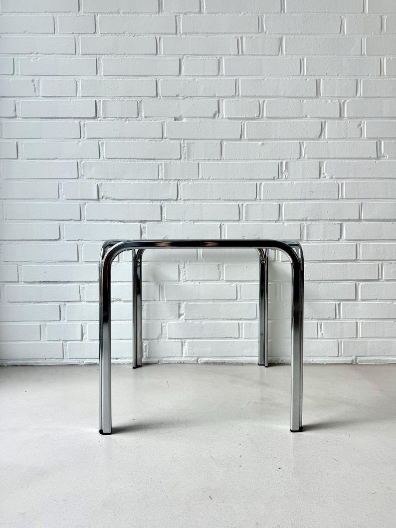 Vintage Side Table Chrome, 70s Glass Table, Coffee Table Space Age Etsy