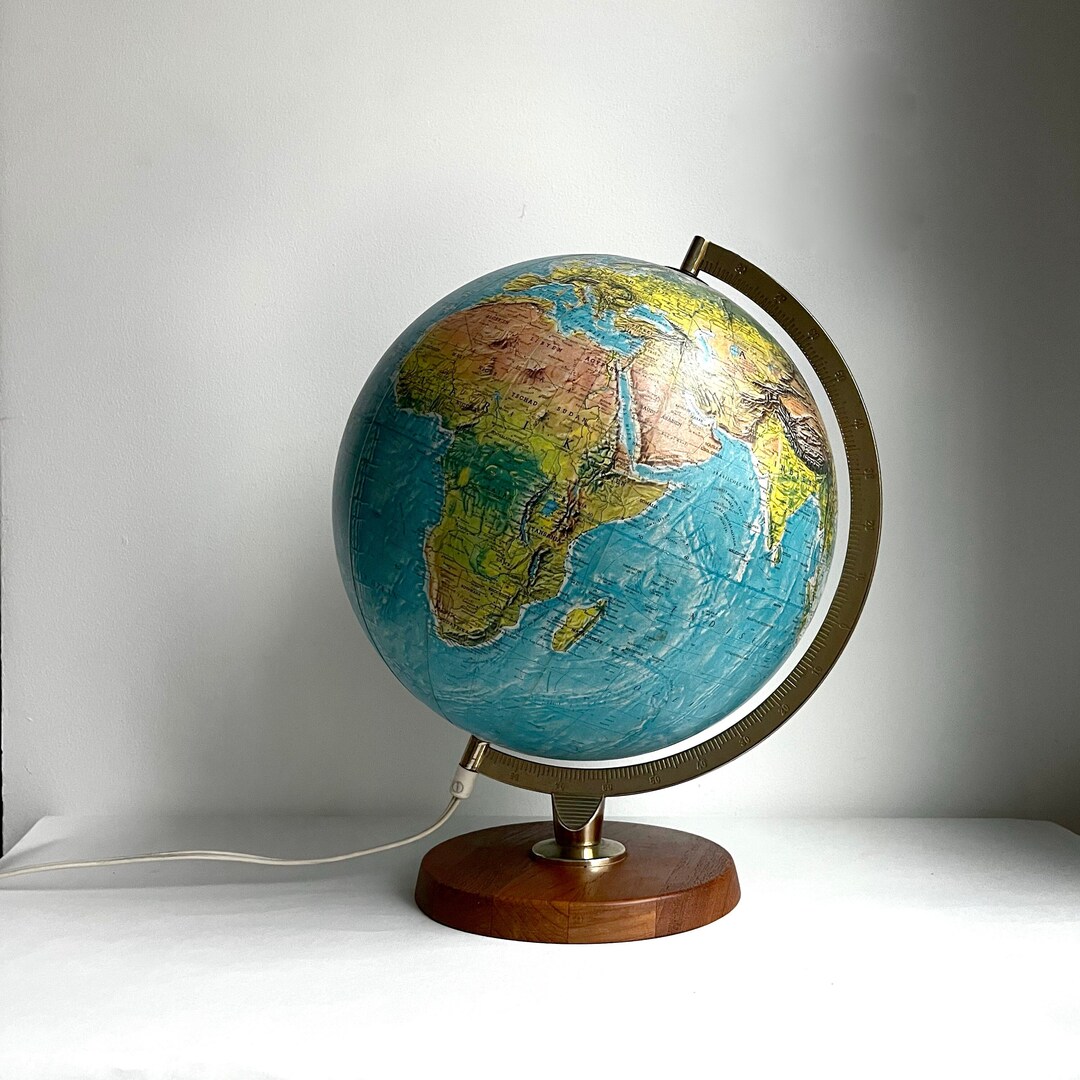 Vintage Illuminated Globe, Mid Century World Globe, Scan Globe Denmark