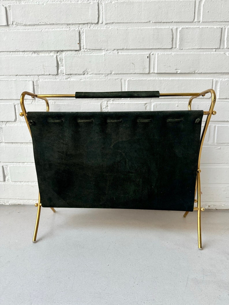 Vintage leather magazine rack, mid century magazine rack, newspaper rack image 4