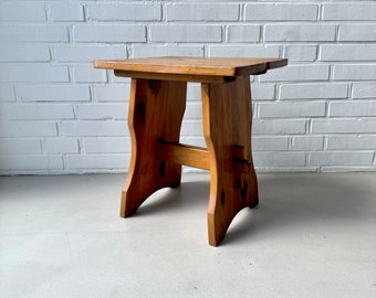 Vintage stool wood, antique stool, rustic wooden stool