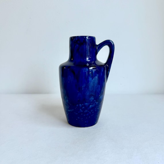 Vintage Vase Fat Lava Blau, Mid Century Vase Scheurich 405-13, WGP Keramik
