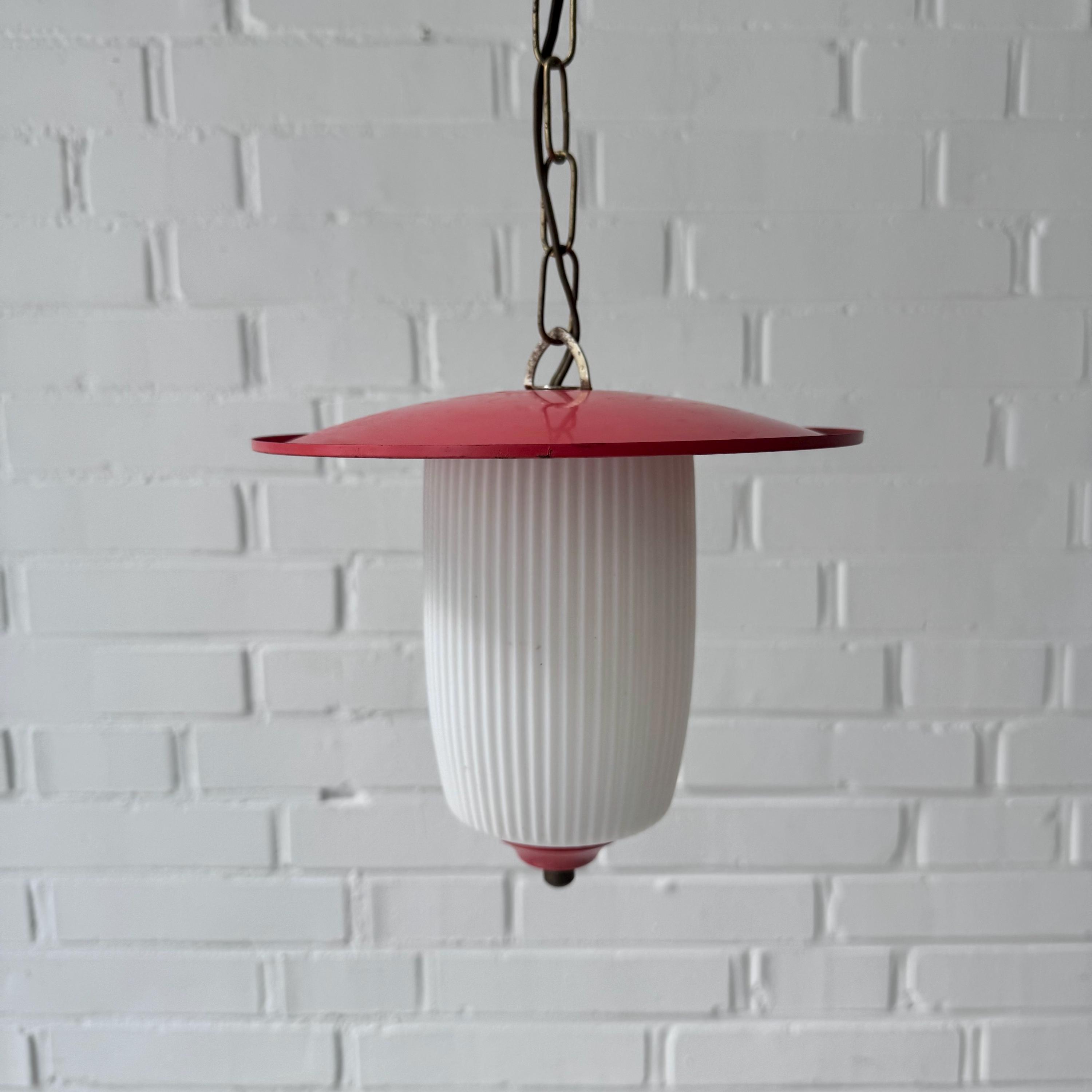 Vintage hanging lamp 50s, mid-century pendant lamp lantern, vintage metal kitchen lamp