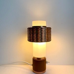 Vintage table lamp teak, lamp copper, mid century modern lamp image 2