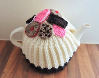 Tea and Biscuits Tea Cosy - Hand Knitted Tea Cozy - British Tea Cosy - Medium Tea Cosy (MADE TO ORDER)