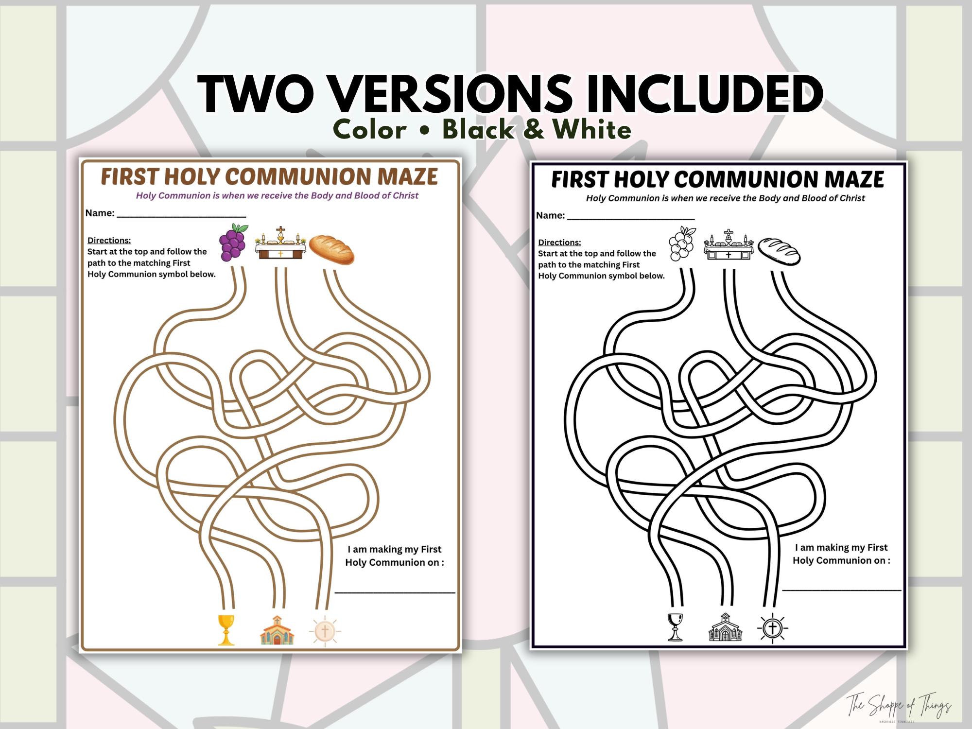 First Holy Communion Maze Activity, Catholic CCD Worksheet (PDF) - Etsy